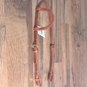 Hilason Hermann Oak Leather Quick Change Cheek Horse One Year Browband Headstall